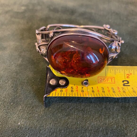 Amber and Sterling silver bracelet and ring - Picture 4 of 8